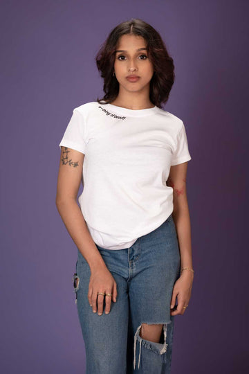 Neck Line Typographic T-shirt - White