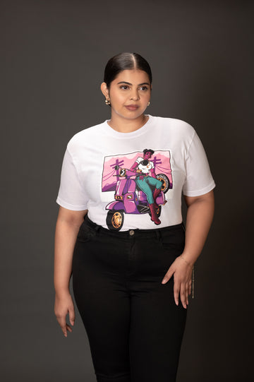White Regular Fit Printed T-shirt