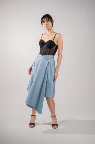 Blue Long Wrap Skirt