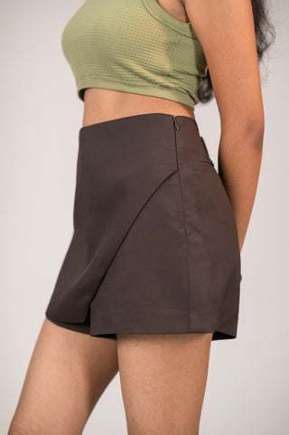 Women's Casual Mid Waist Shorts Zipper Fly Front Slit Breathable Woven