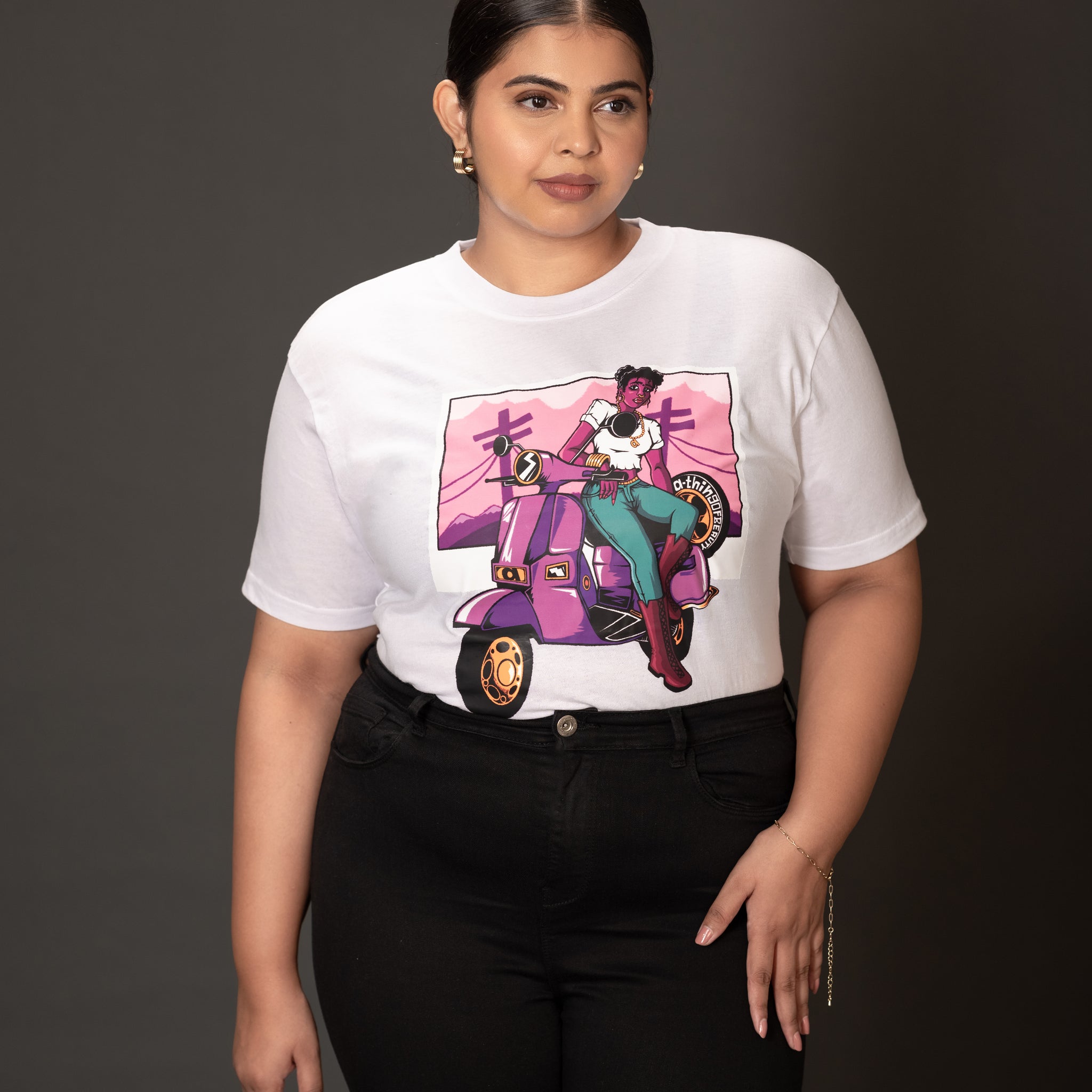 White Regular Fit Printed T-shirt