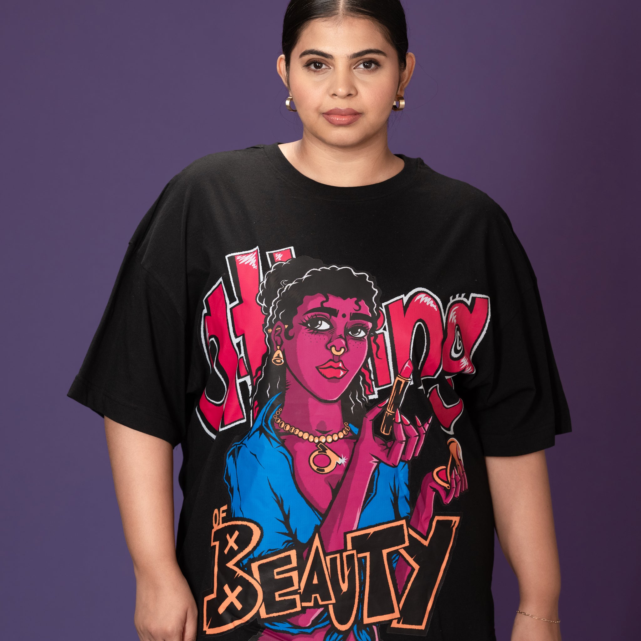 Black Oversized Printed T-shirt