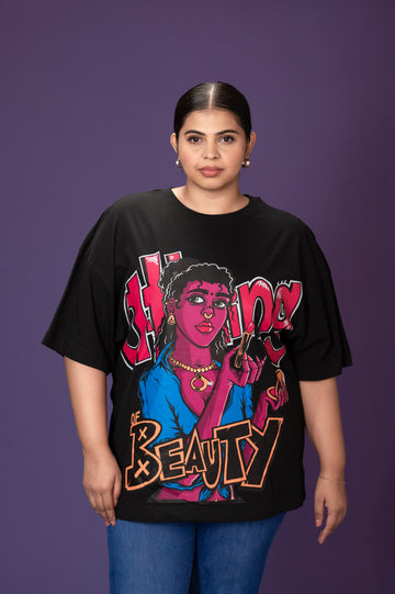 Black Oversized Printed T-shirt